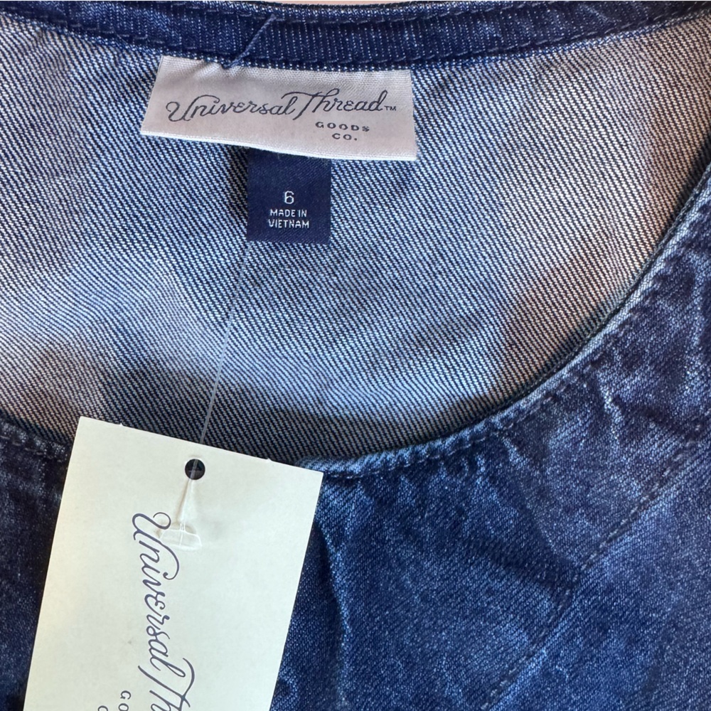 NWT Universal Thread Sleeveless Denim Jumpsuit Zip Front Coveralls Size 6 Blue - Picture 6 of 14